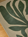 French Connection green abstract leaf wool tufted rug, imported from the UK