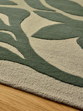 French Connection green abstract leaf wool tufted rug, imported from the UK
