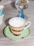 Yvonne Ellen Multi Boozy Prosecco teacup and saucer 8cm height (British brand)