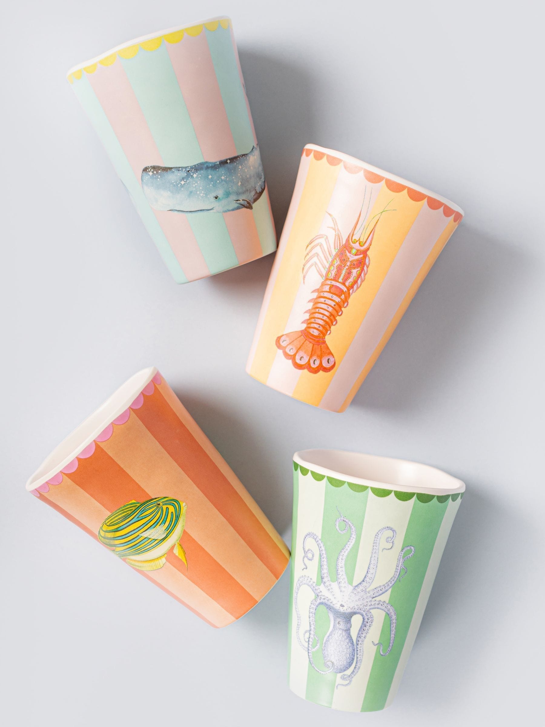 Yvonne Ellen set of 4 multicolour picnic tumblers 10cm (British brand)
