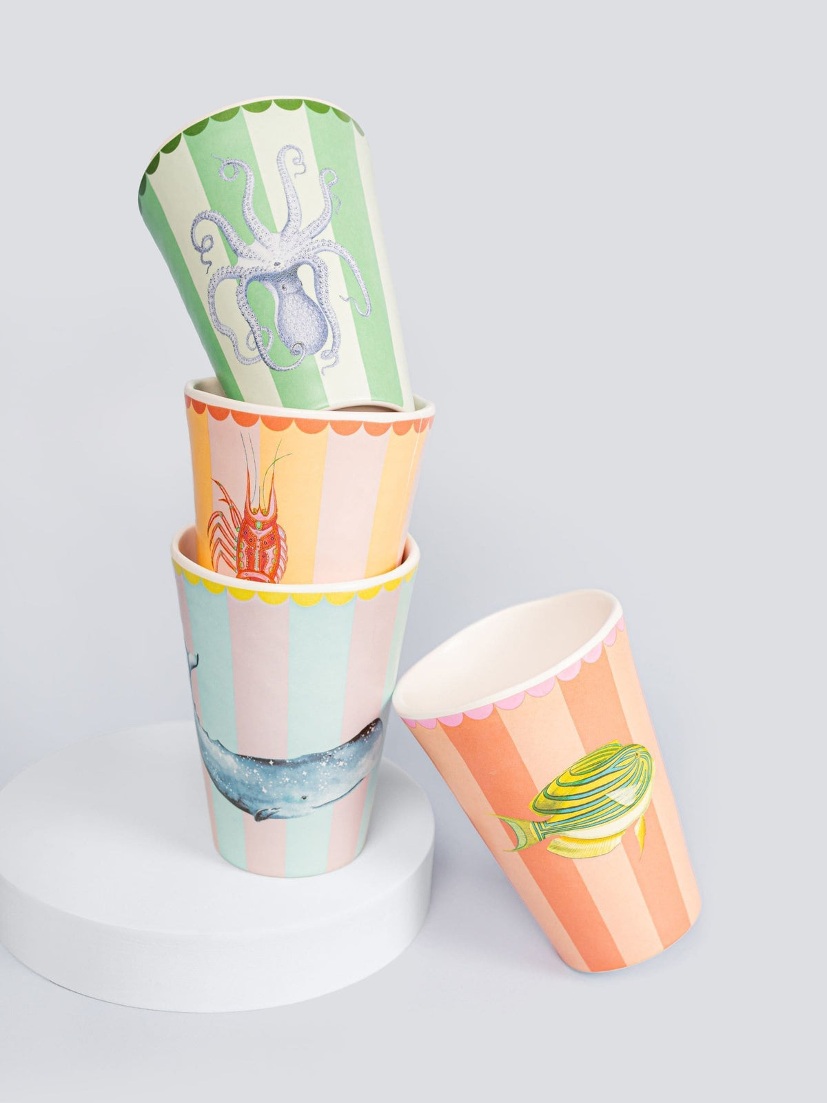 Yvonne Ellen set of 4 multicolour picnic tumblers 10cm (British brand)