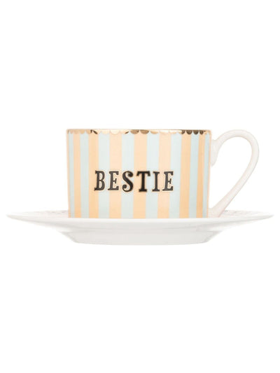 Yvonne Ellen Lot Tasse et Soucoupe Stoneware Multi Bestie 7cm de Hauteur