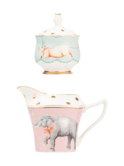 Ensemble pichet à lait et sucrier multi éléphant et souris Yvonne Ellen en céramique