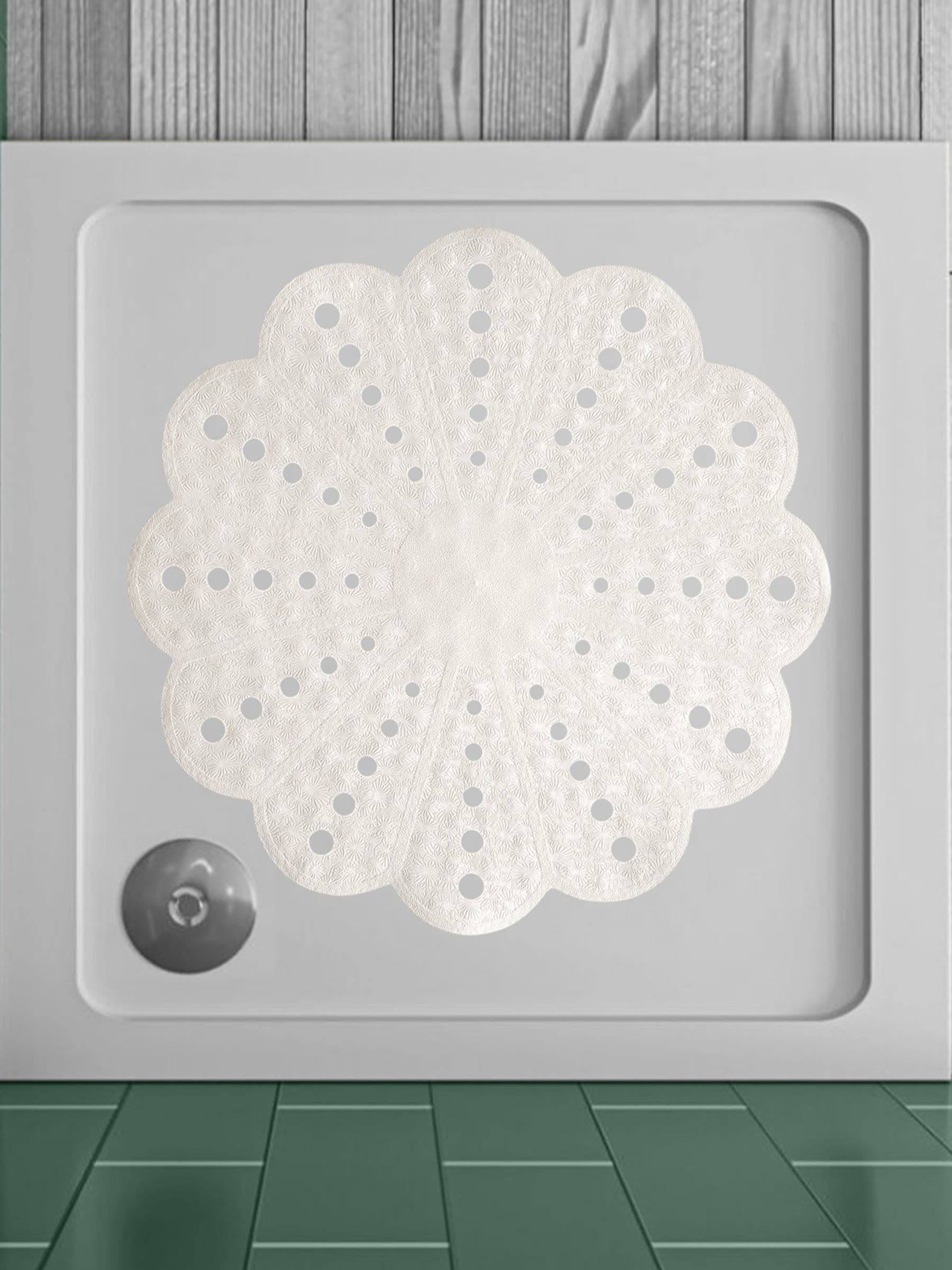 Showerdrape white petal flower shower mat 54cm, imported from the UK