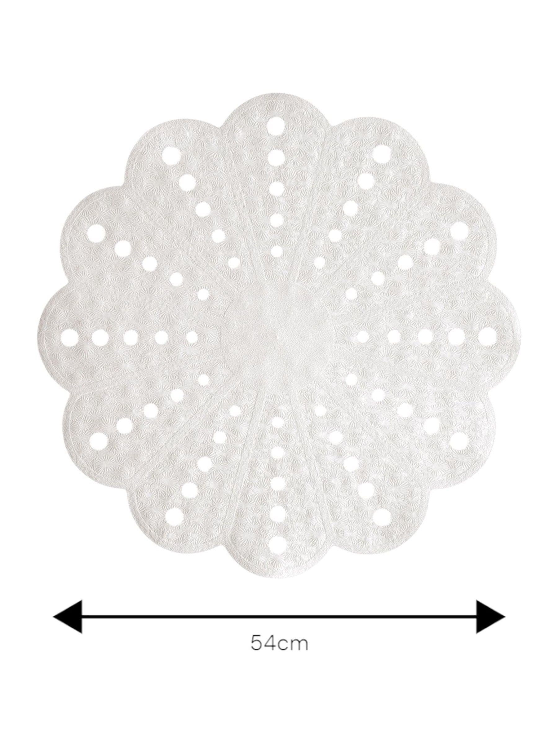 Showerdrape white petal flower shower mat 54cm, imported from the UK