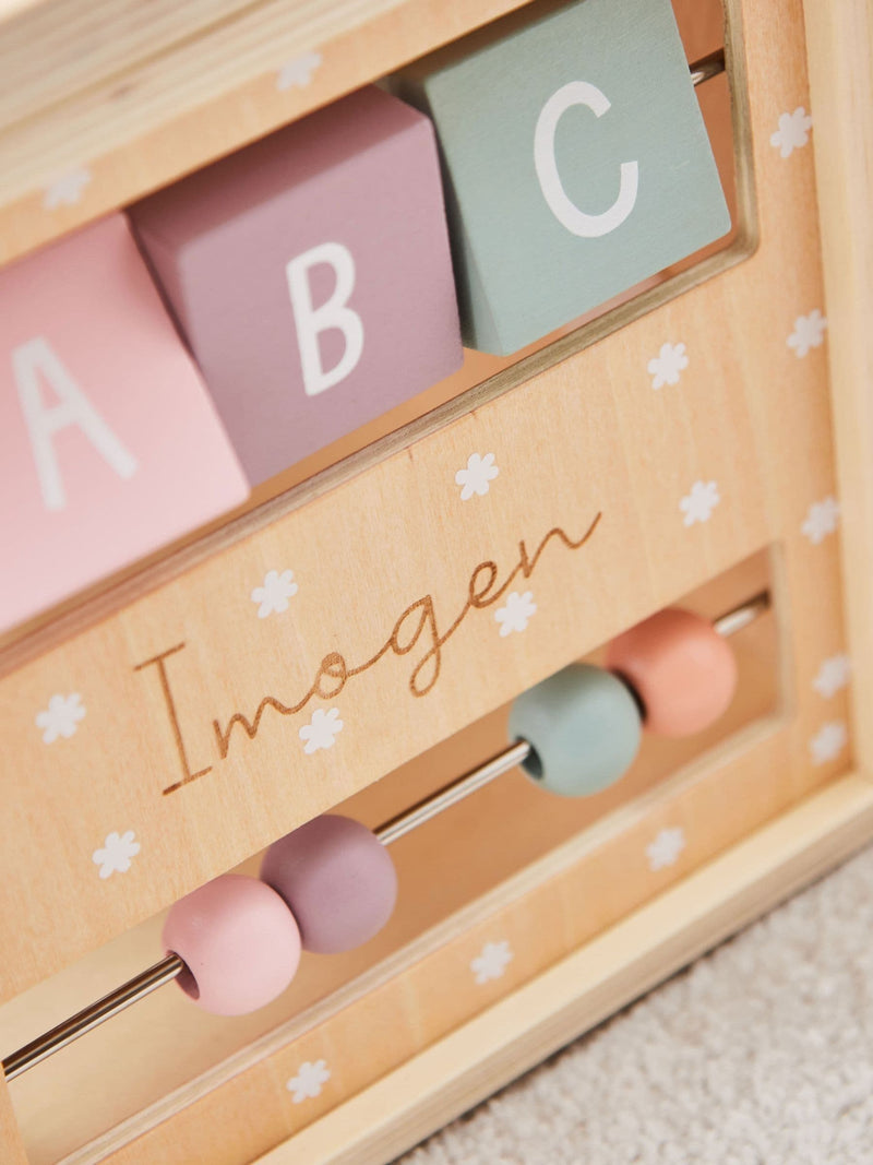 My 1st Years personalised pink wooden activity cube - British product
