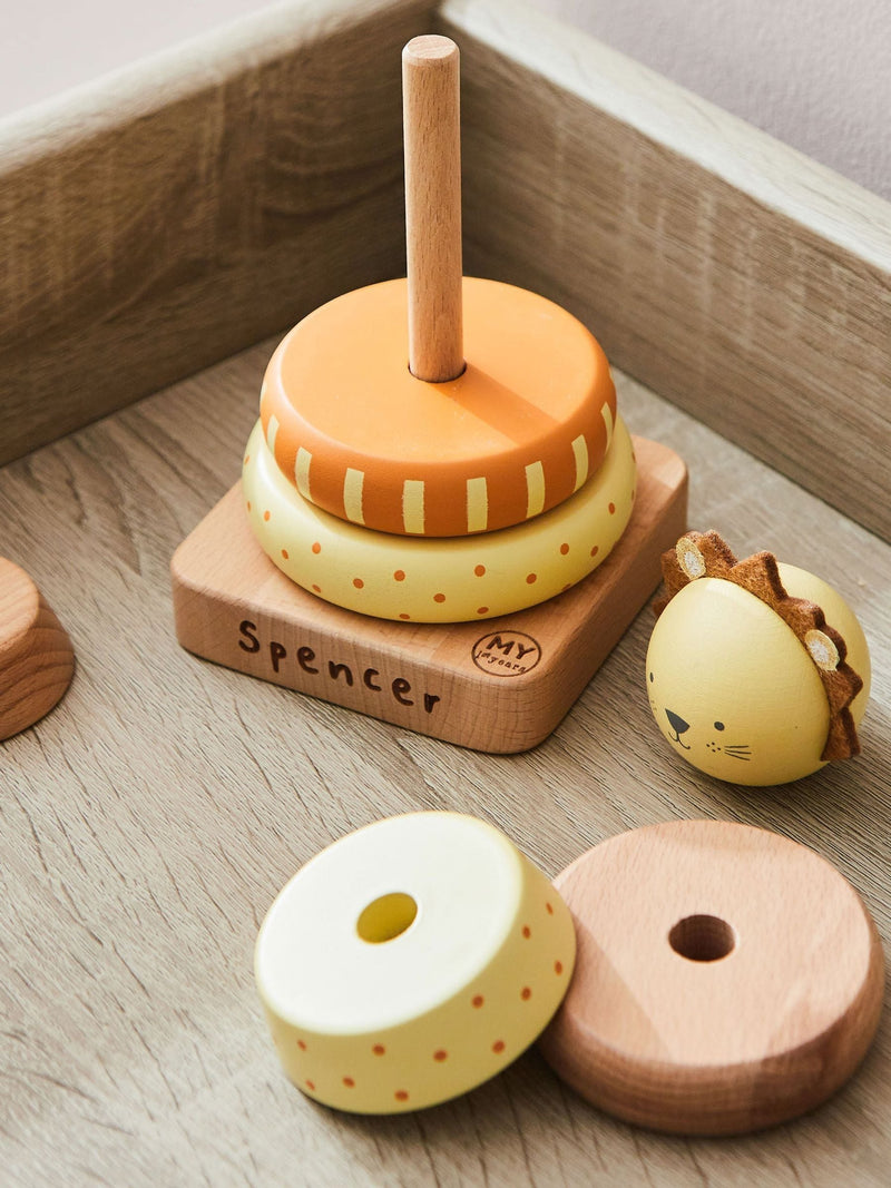 My 1st Years personalised wooden lion stacker toy, imported from the UK