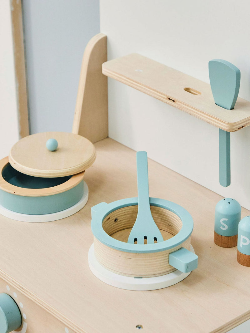 My 1st Years personalised wooden kitchen play set, imported from the UK