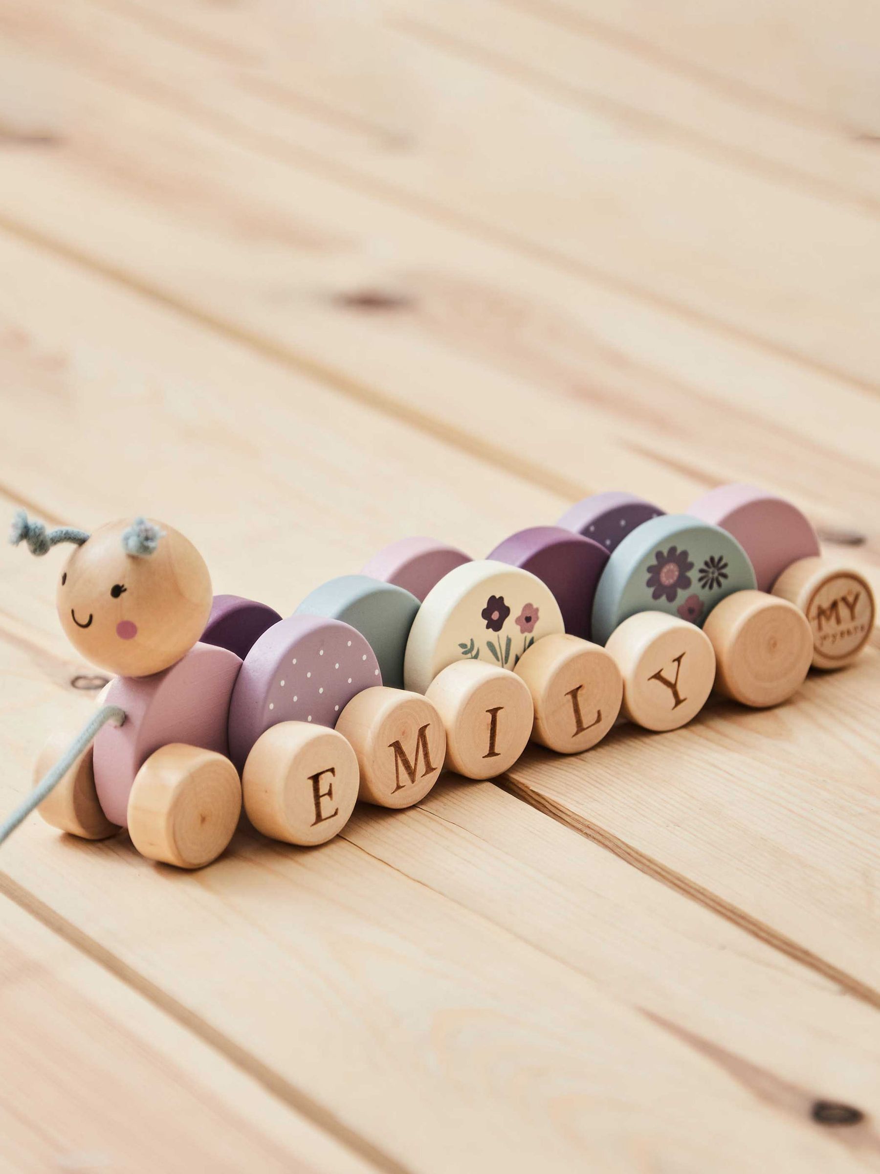 My 1st Years personalised pink pull-along caterpillar (British brand)