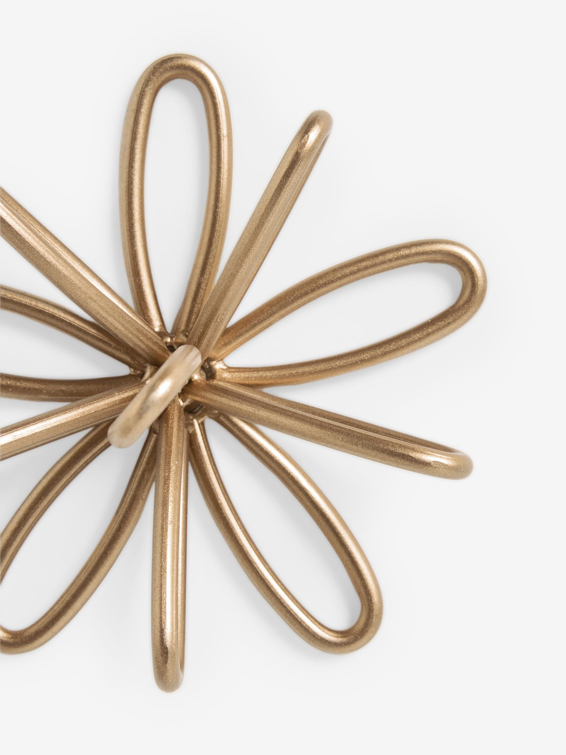 Gold metal flower wall plaques set of three (British brand)