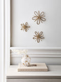 Gold metal flower wall plaques set of three (British brand)