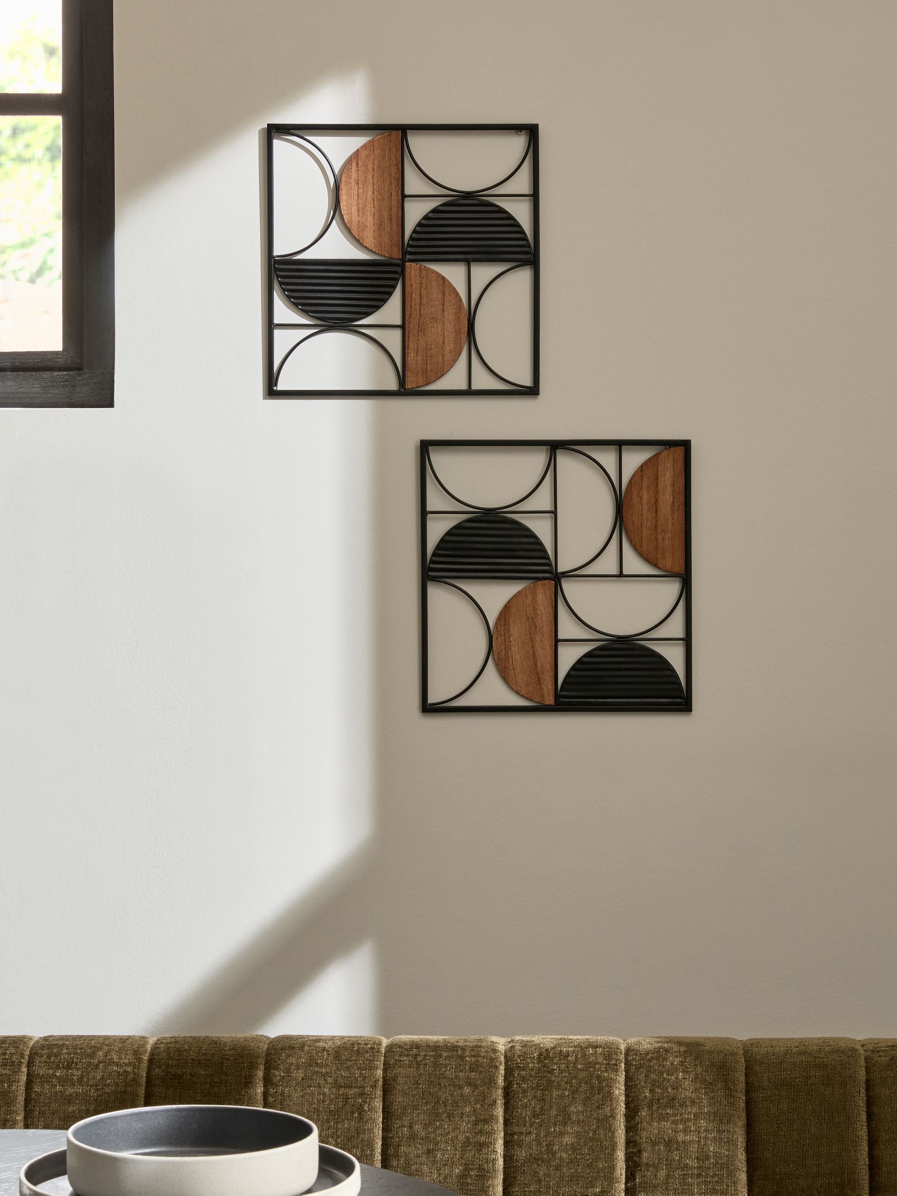 Bronx black metal abstract wall art set of 2, 30x30cm - British product