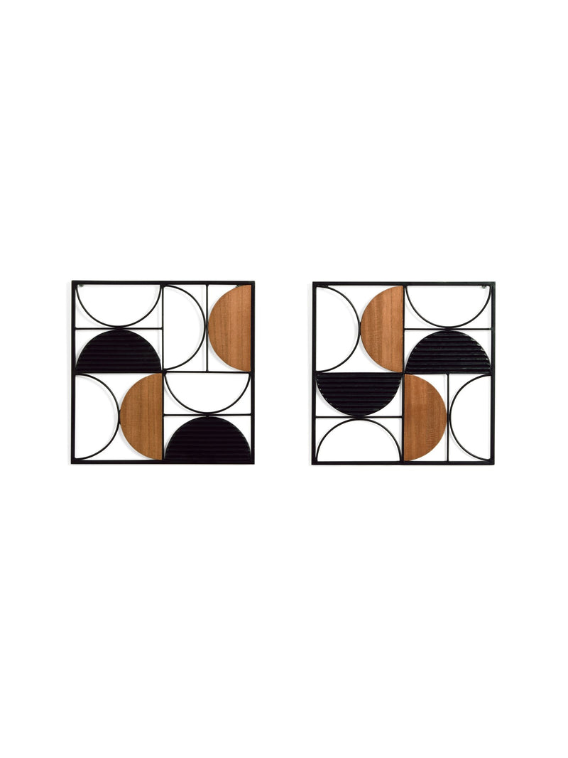 Bronx black metal abstract wall art set of 2, 30x30cm - British product