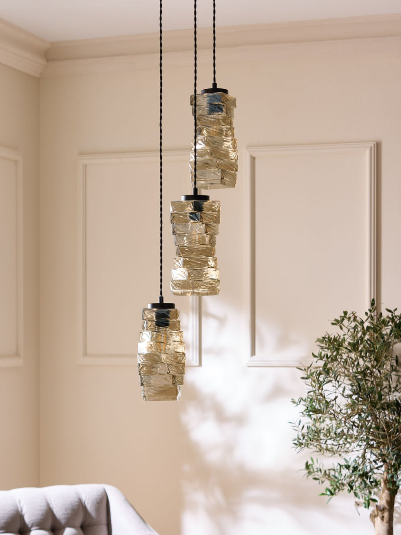 Sosandar black stacked glass cluster light 32cm - British product