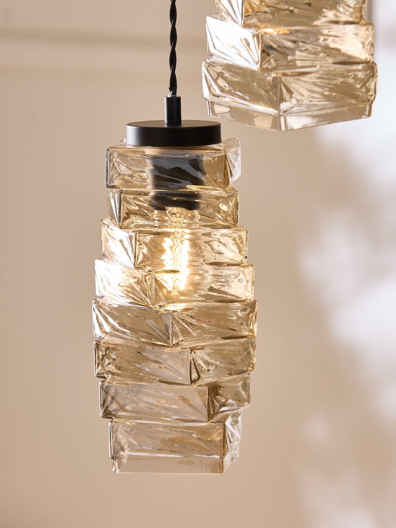 Sosandar black stacked glass cluster light 32cm - British product
