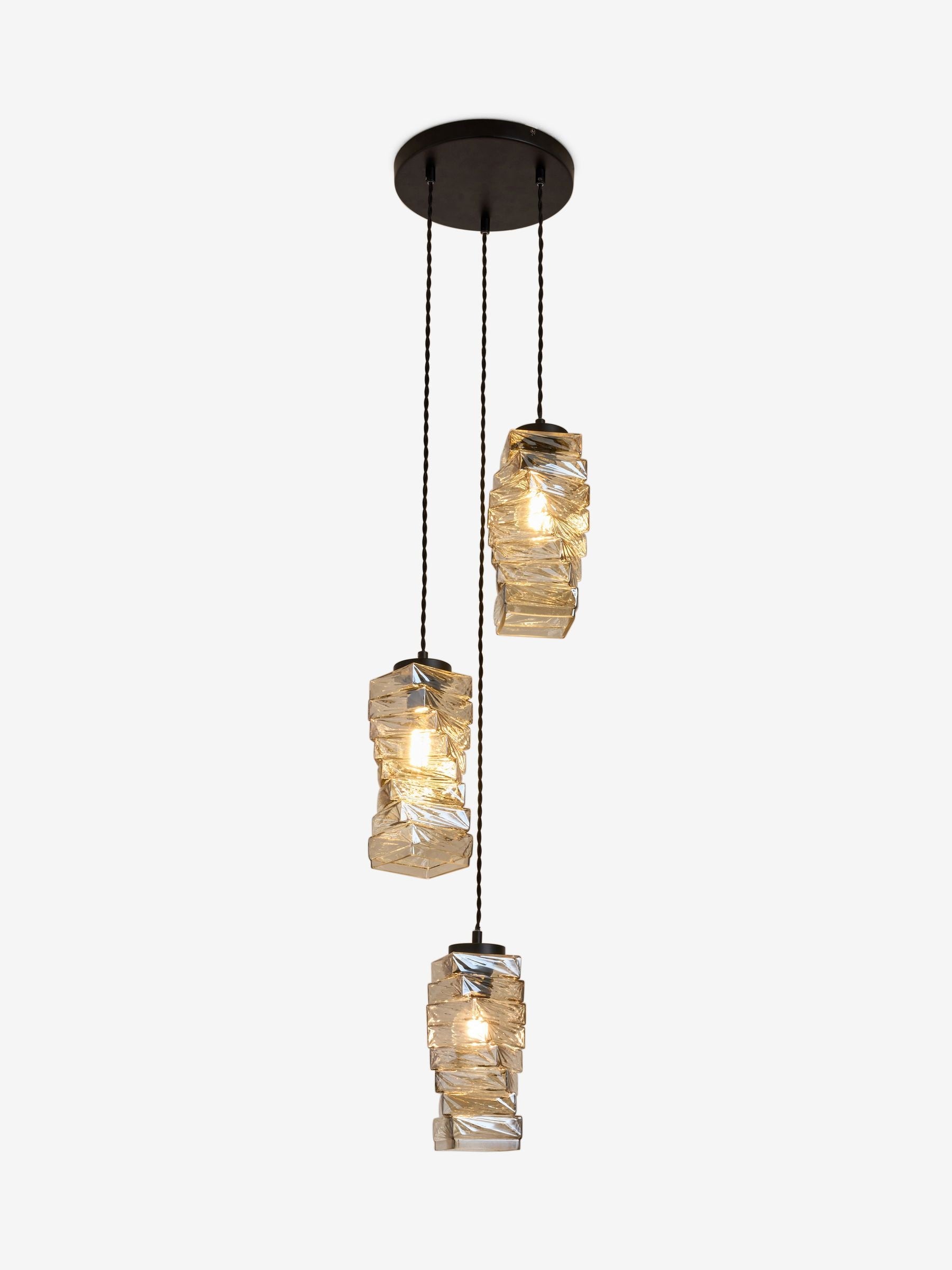 Sosandar black stacked glass cluster light 32cm - British product