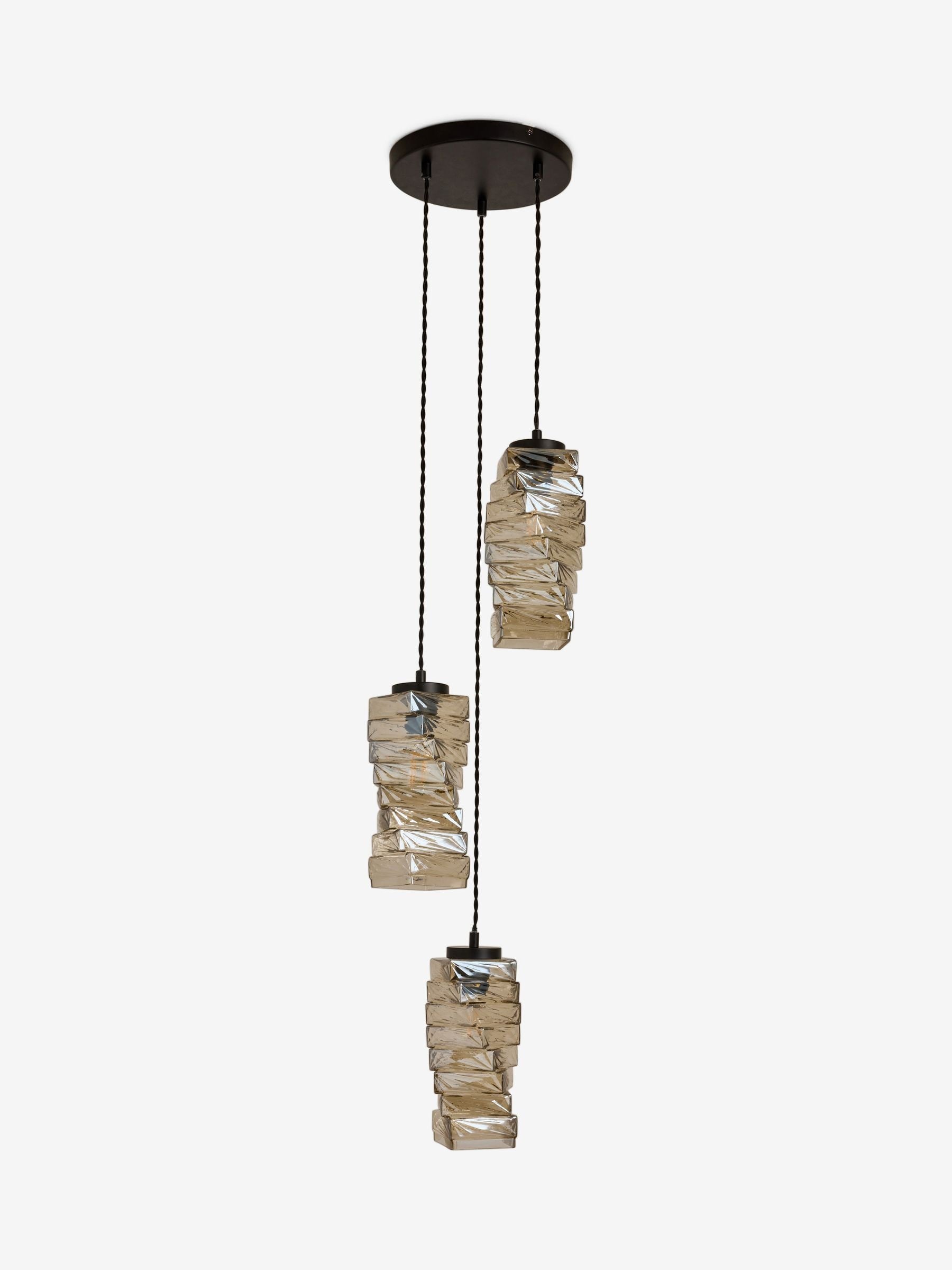 Sosandar black stacked glass cluster light 32cm - British product