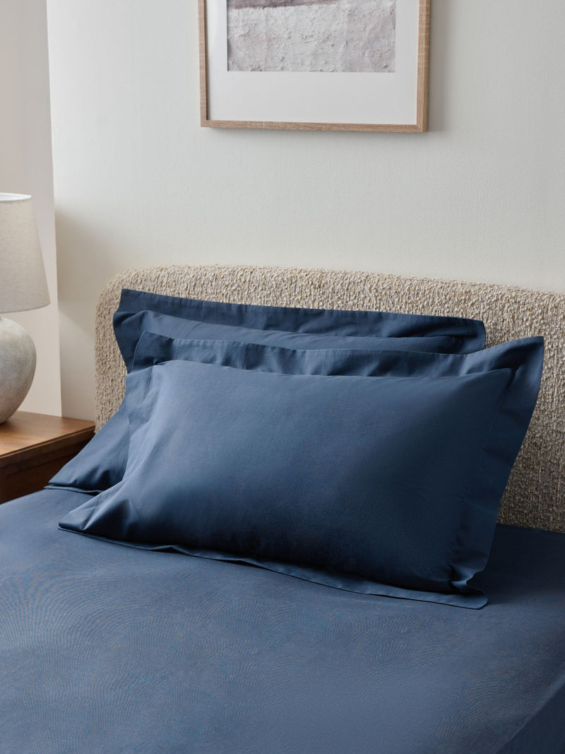 Set of 2 Navy 100% Cotton Pillowcases