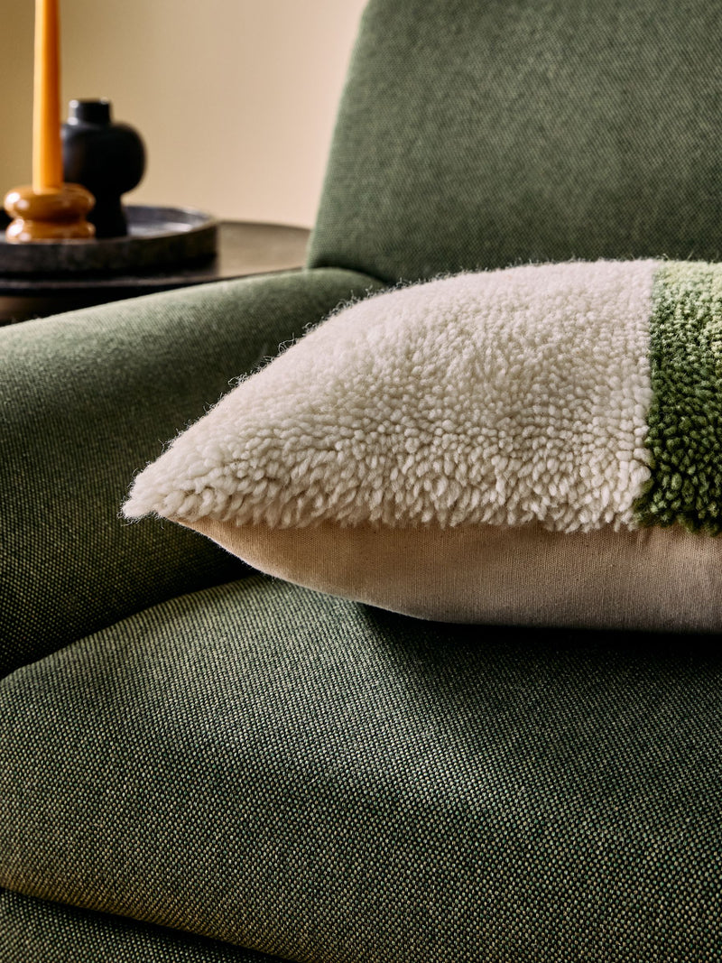 MADE.COM Green Lori tufted berber cushion, imported from the UK