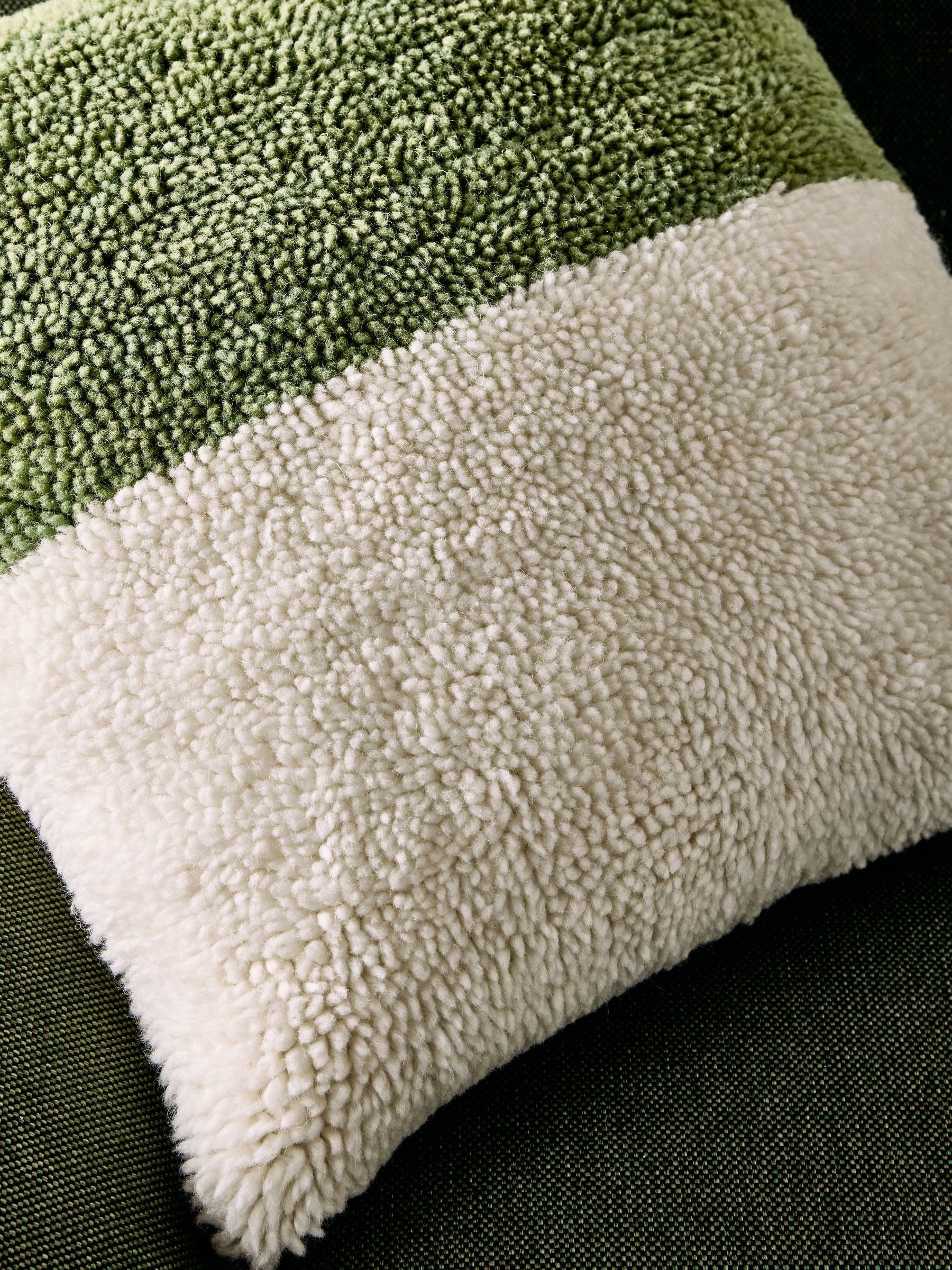 MADE.COM Green Lori tufted berber cushion, imported from the UK