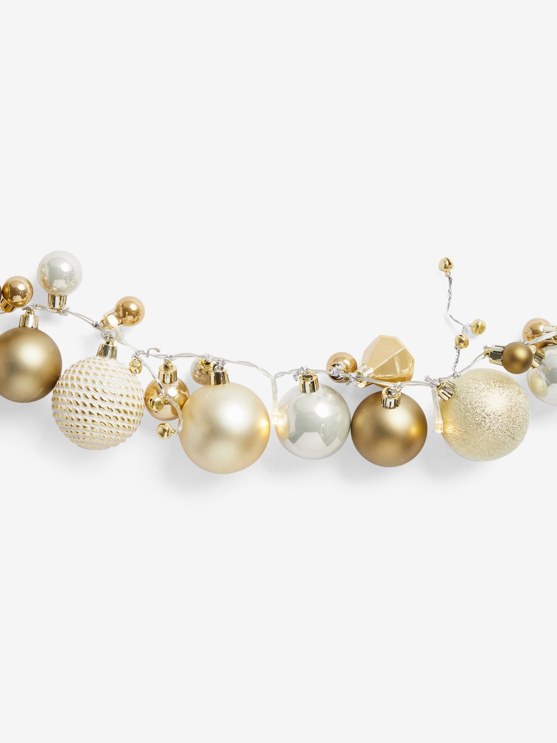 Christmas Garland gold bauble pre-lit 168cm, UK version