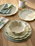12 Piece Sage Green Hand Painted Stripe 12 Piece Set