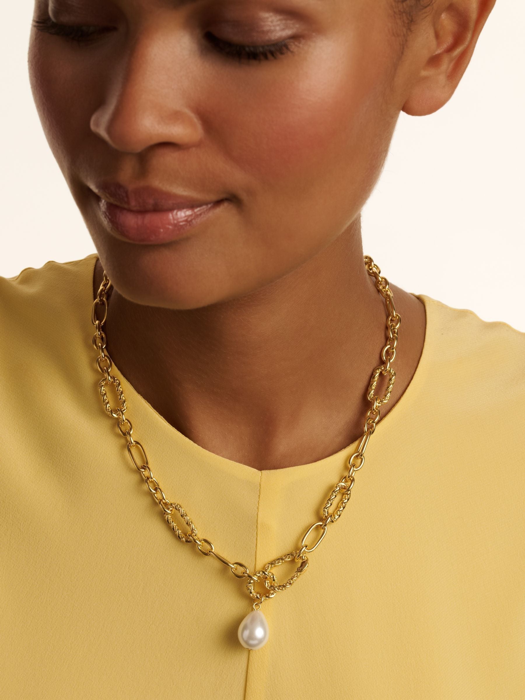 Ted Baker gold tone pearl pendant necklace 45cm (British brand)