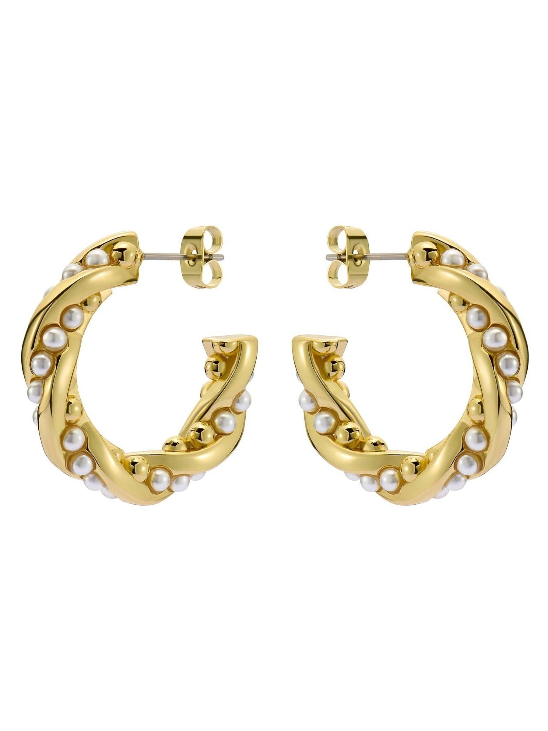 Ted Baker gold pearl hoop earrings 1.7cm diameter (British brand)