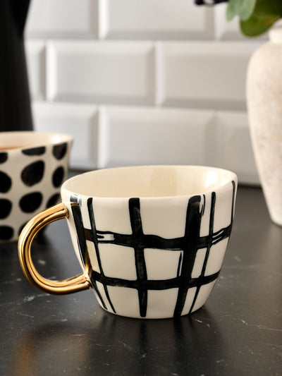 Next Set of 2 Black/White Spot and Stripes Mugs- Buy online at McGrocer