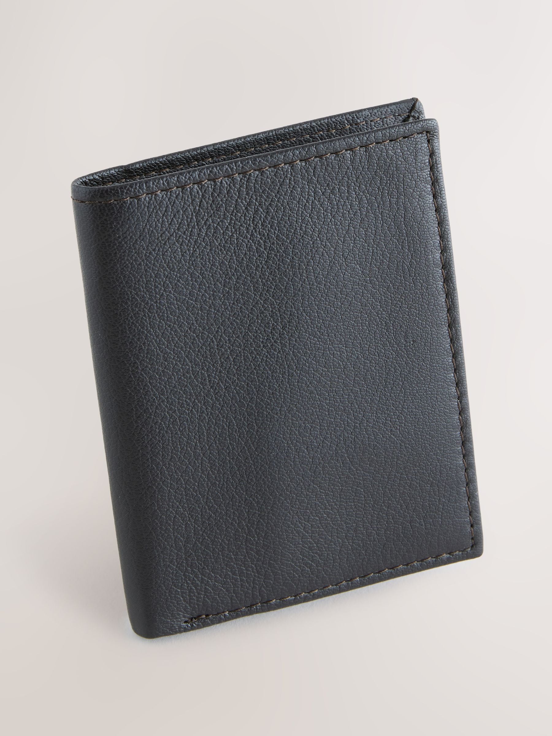 Brown leather bifold wallet mini cardholder, imported from the UK