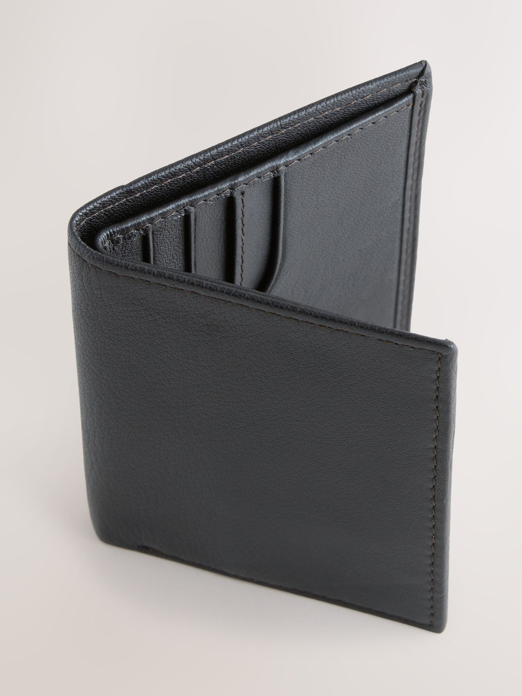 Brown leather bifold wallet mini cardholder, imported from the UK