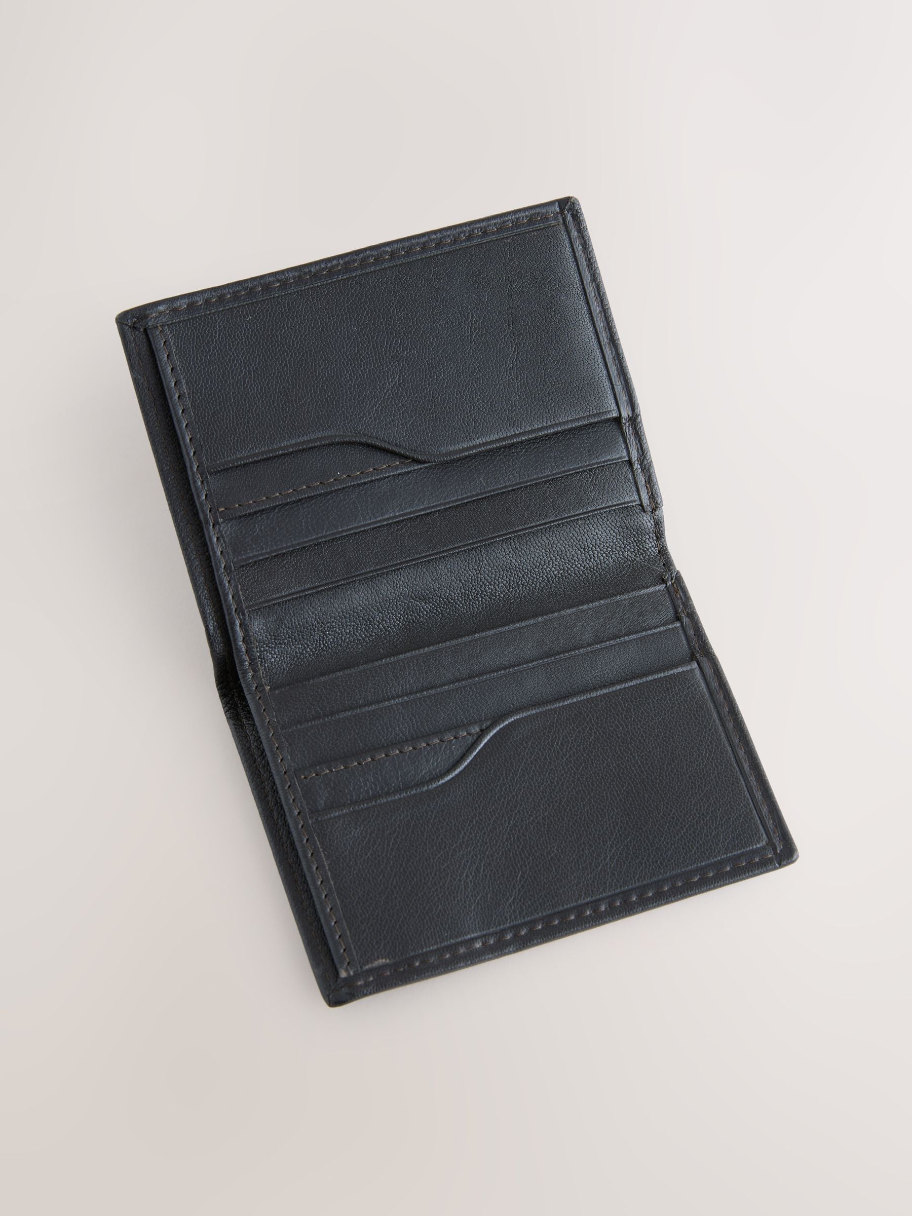 Brown leather bifold wallet mini cardholder, imported from the UK