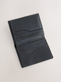 Brown leather bifold wallet mini cardholder, imported from the UK