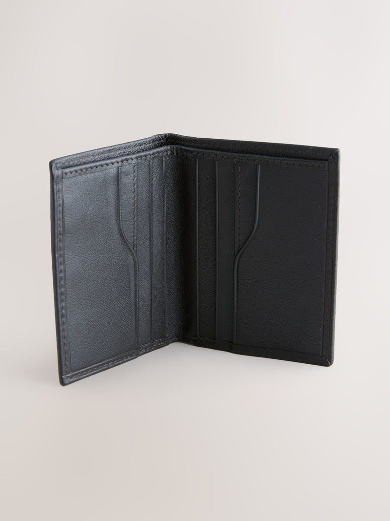 Brown leather bifold wallet mini cardholder, imported from the UK