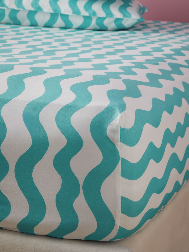 Eleanor Bowmer Aqua Wave fitted sheet - British product