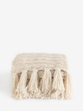 Soft chunky Light Natural Tassel Knit Throw, UK version