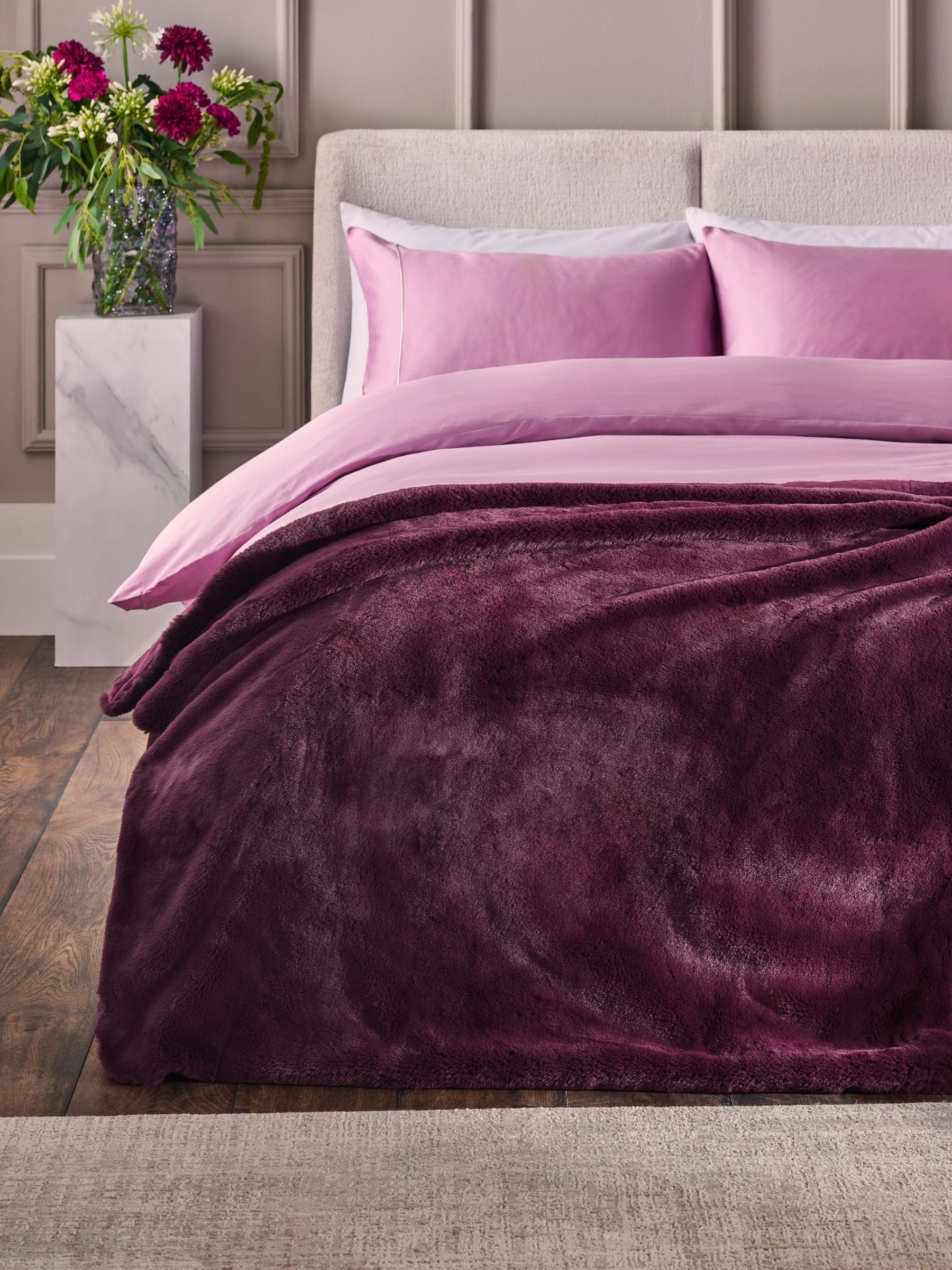 Plum Purple Plush Fleece Throw