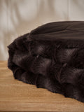 Faux fur check throw chocolate brown, UK version
