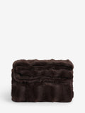 Faux fur check throw chocolate brown, UK version
