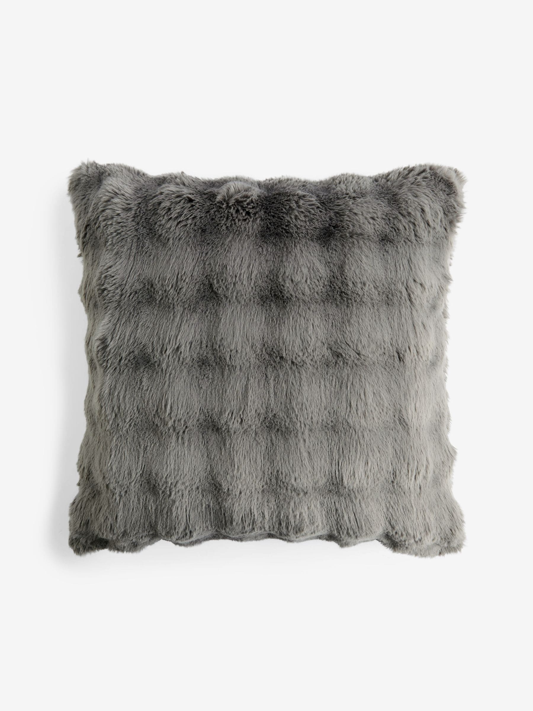 Aspen faux fur cushion 59x59cm charcoal grey, UK version