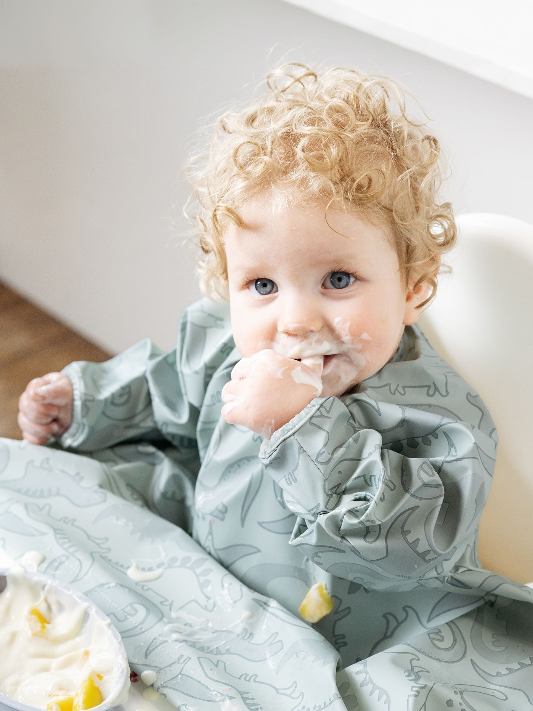 Bibado weaning bib Green Coverall Dino Roar (British brand)