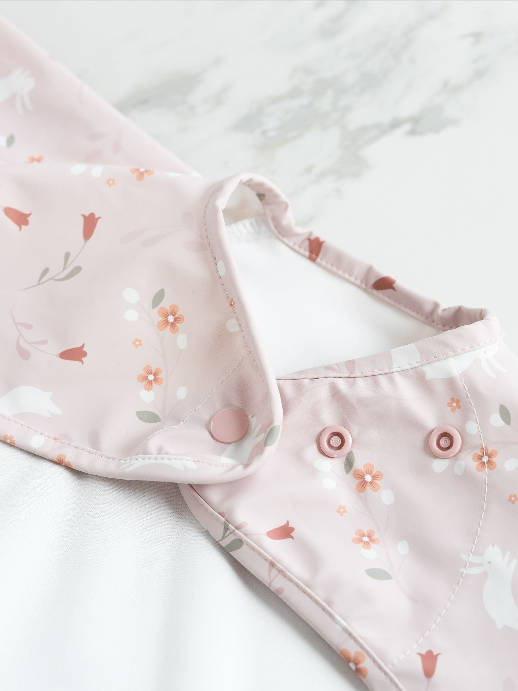 Bibado coverall weaning bib pink botanical bunnies - British product