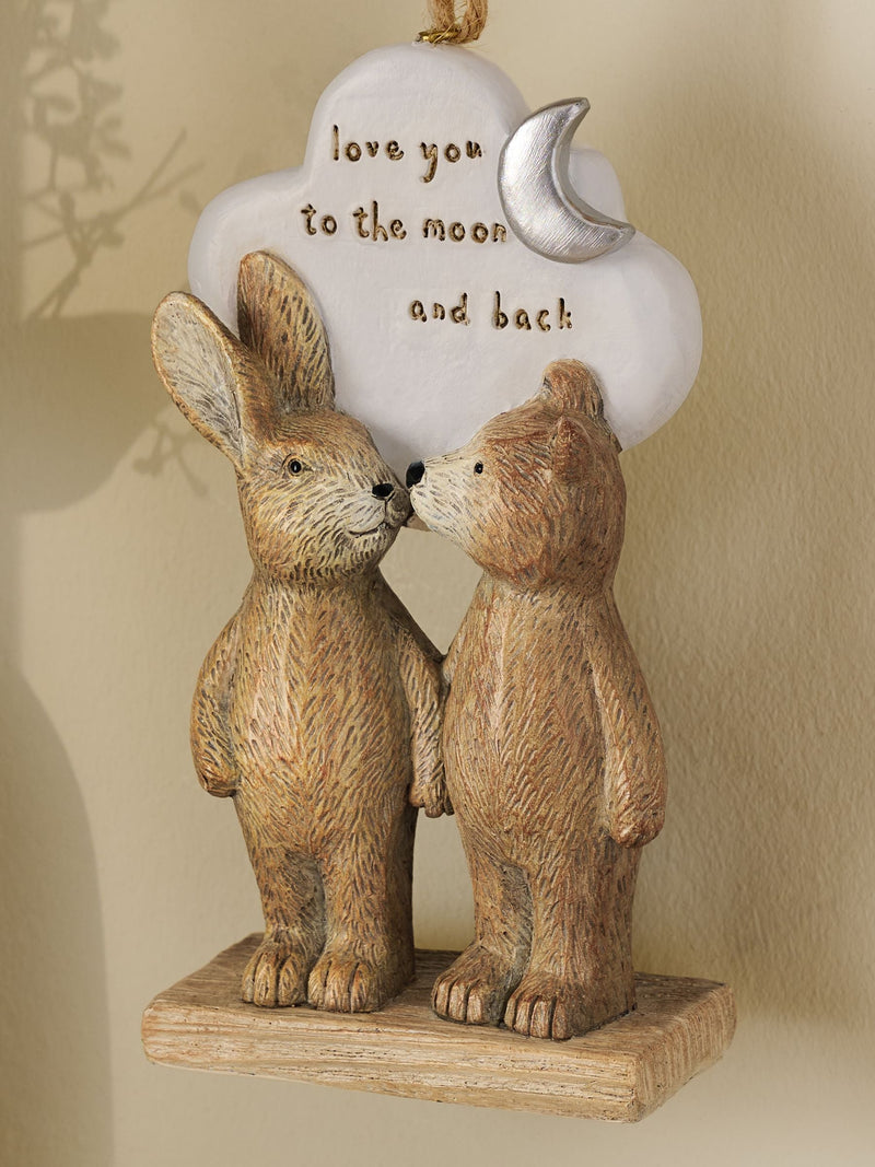 Neutral Bertie Bear Love You To The Moon hanging decoration 13cm height, imported from the UK