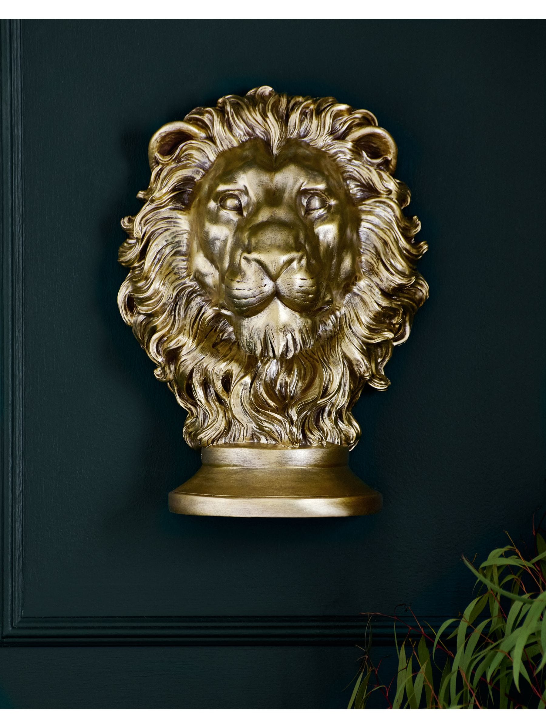 Gold Lion Head Wall Plaque