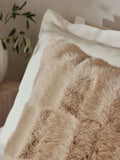 Natural textured faux fur check cushion 50cm, imported from the UK