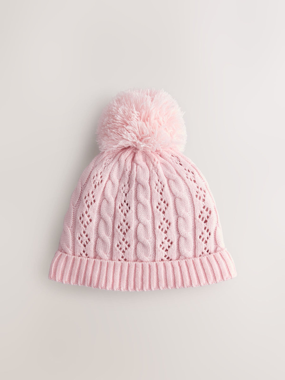 Pink Pointelle Cable Knitted Pom Hat - British product