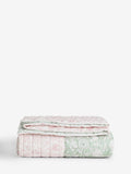 Pale pink floral woodblock quilted bedspread, imported from the UK