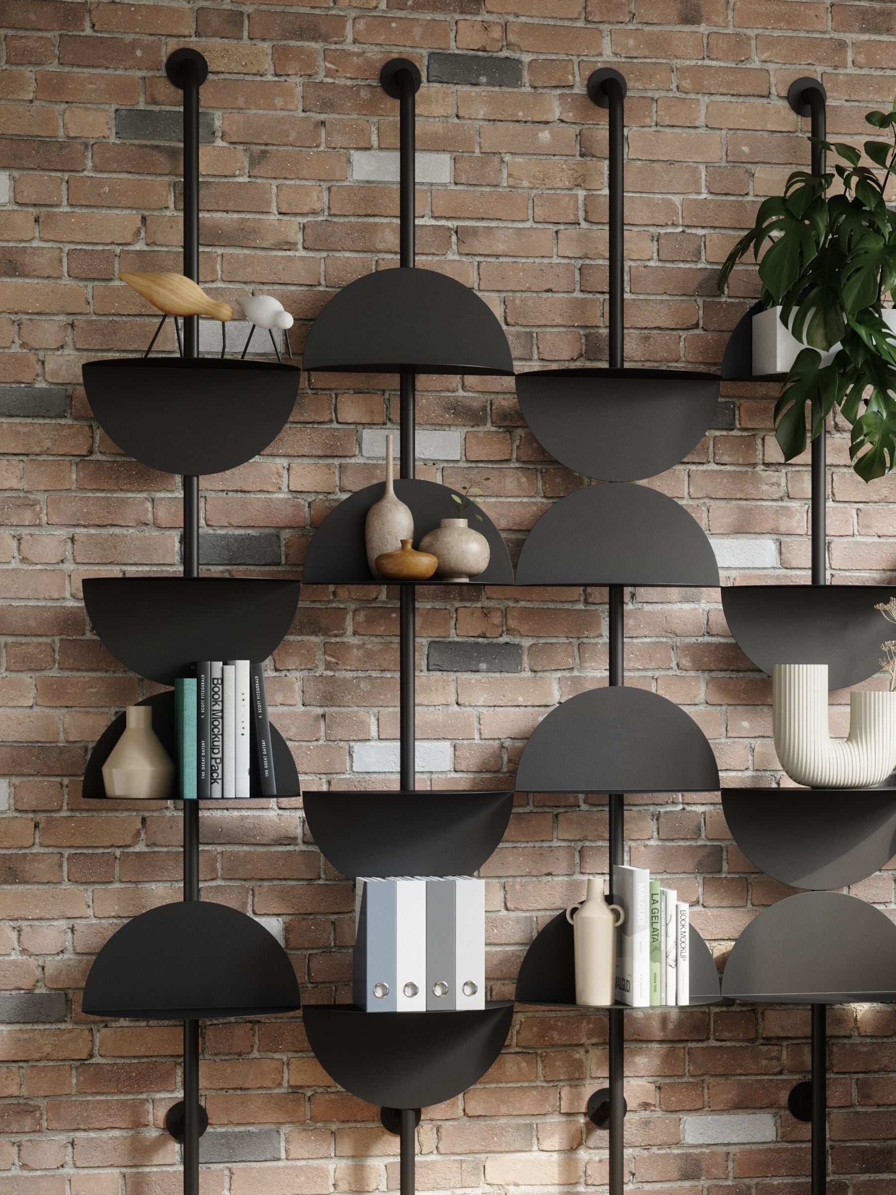 Umbra black adjustable shelf with four steel half-circles (British brand)
