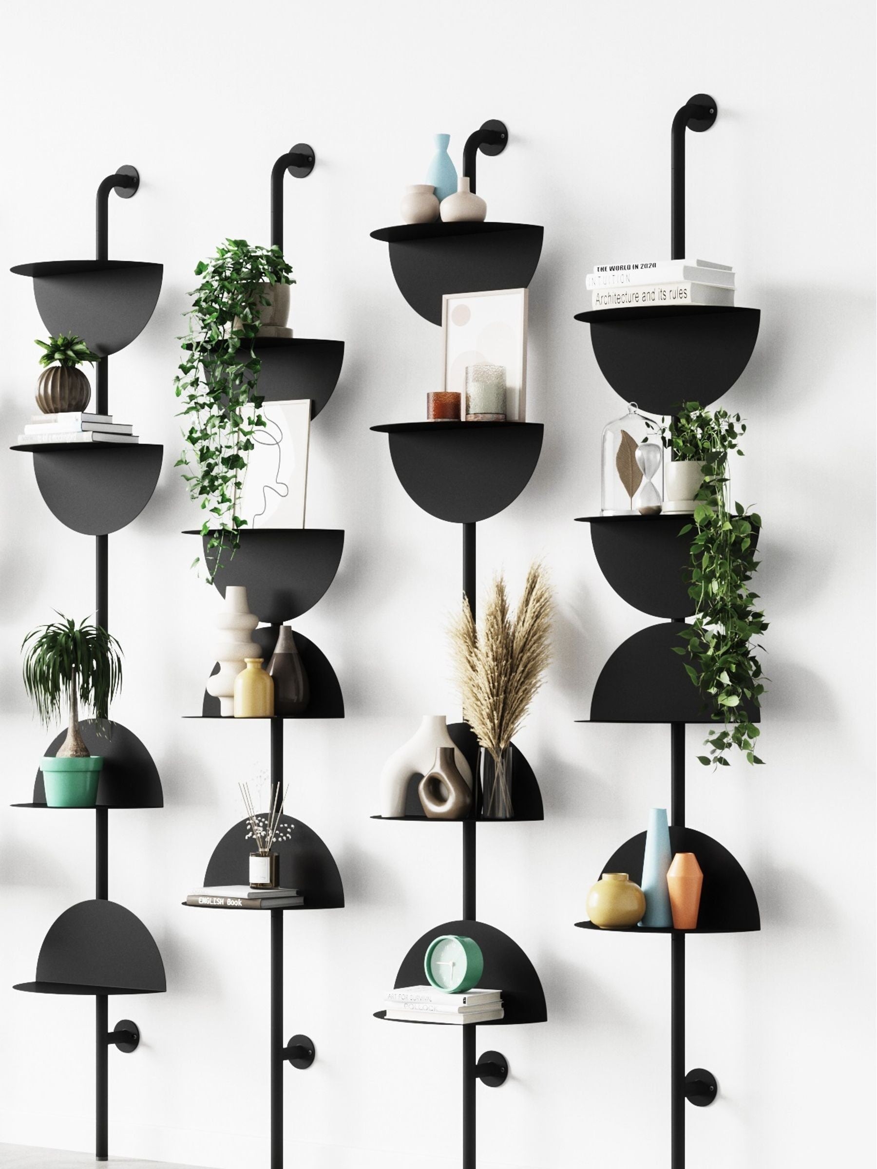 Umbra black adjustable shelf with four steel half-circles (British brand)