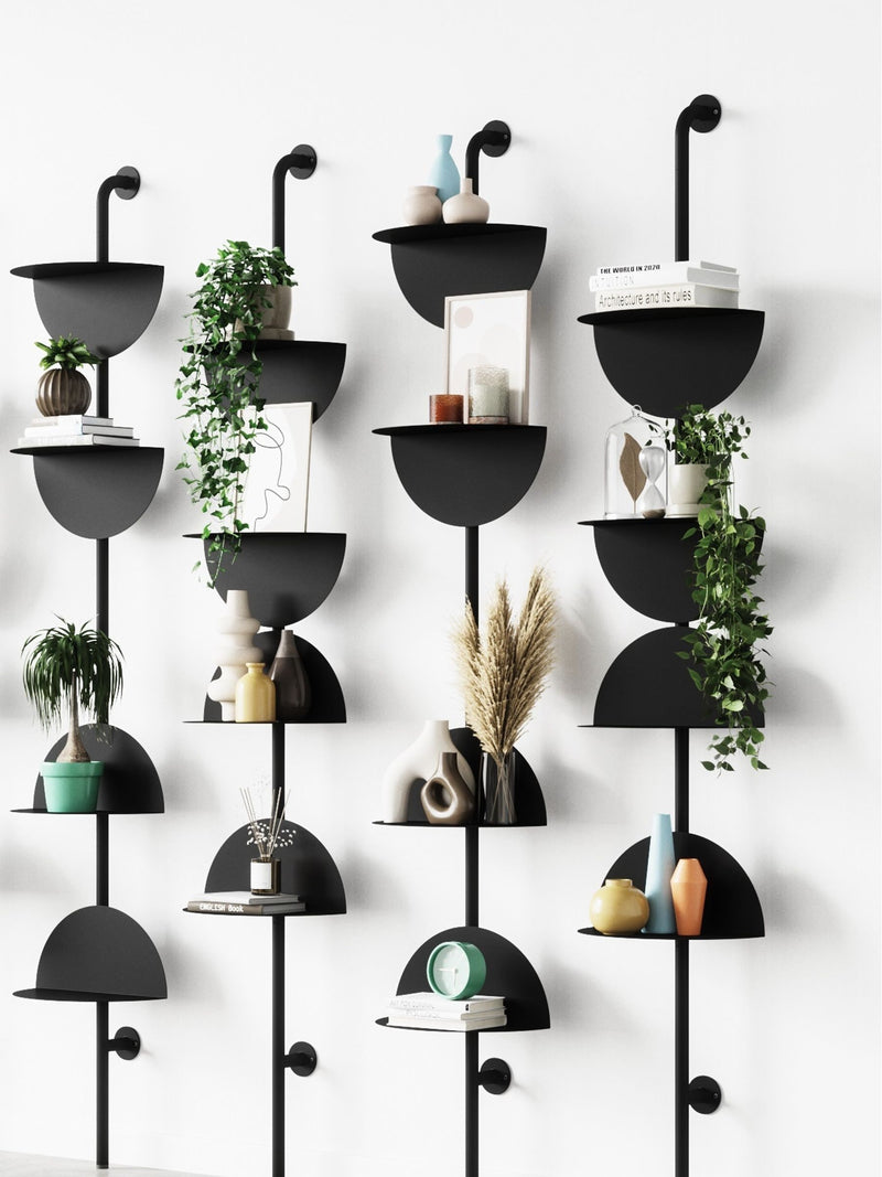 Umbra black adjustable shelf with four steel half-circles (British brand)